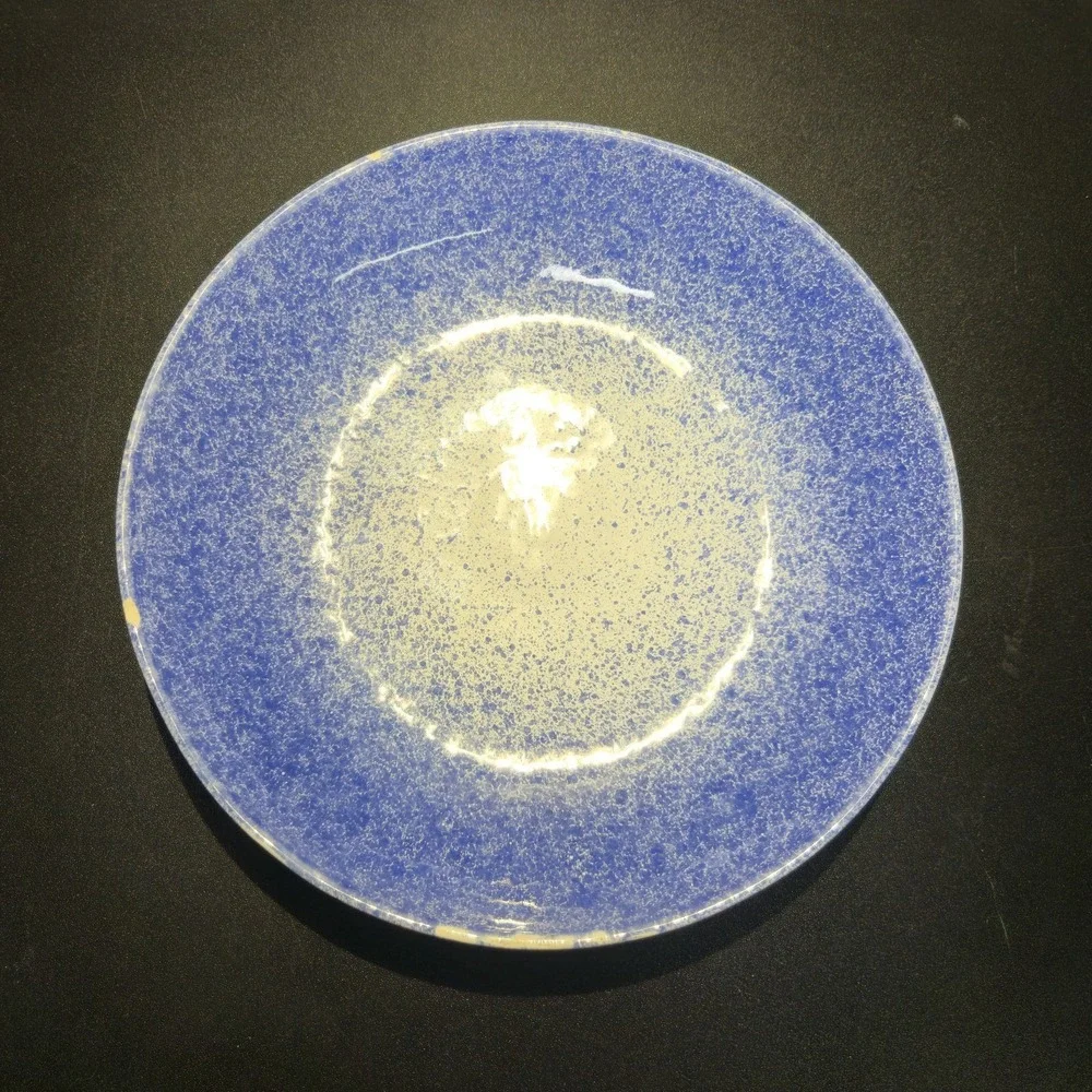 Aparicio Ceramics Blue And White Splatter Paint Design 9 1/4